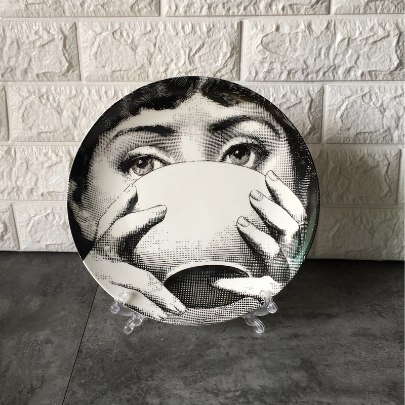 Декоративные тарелки Fornasetti с держателем, декоративные керамические Hogar Manualidades Fornasetti, фарфоровые настенные тарелки