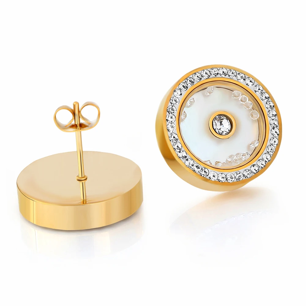 Модные высококачественные серьги гвоздики из нержавеющей стали с кристаллами