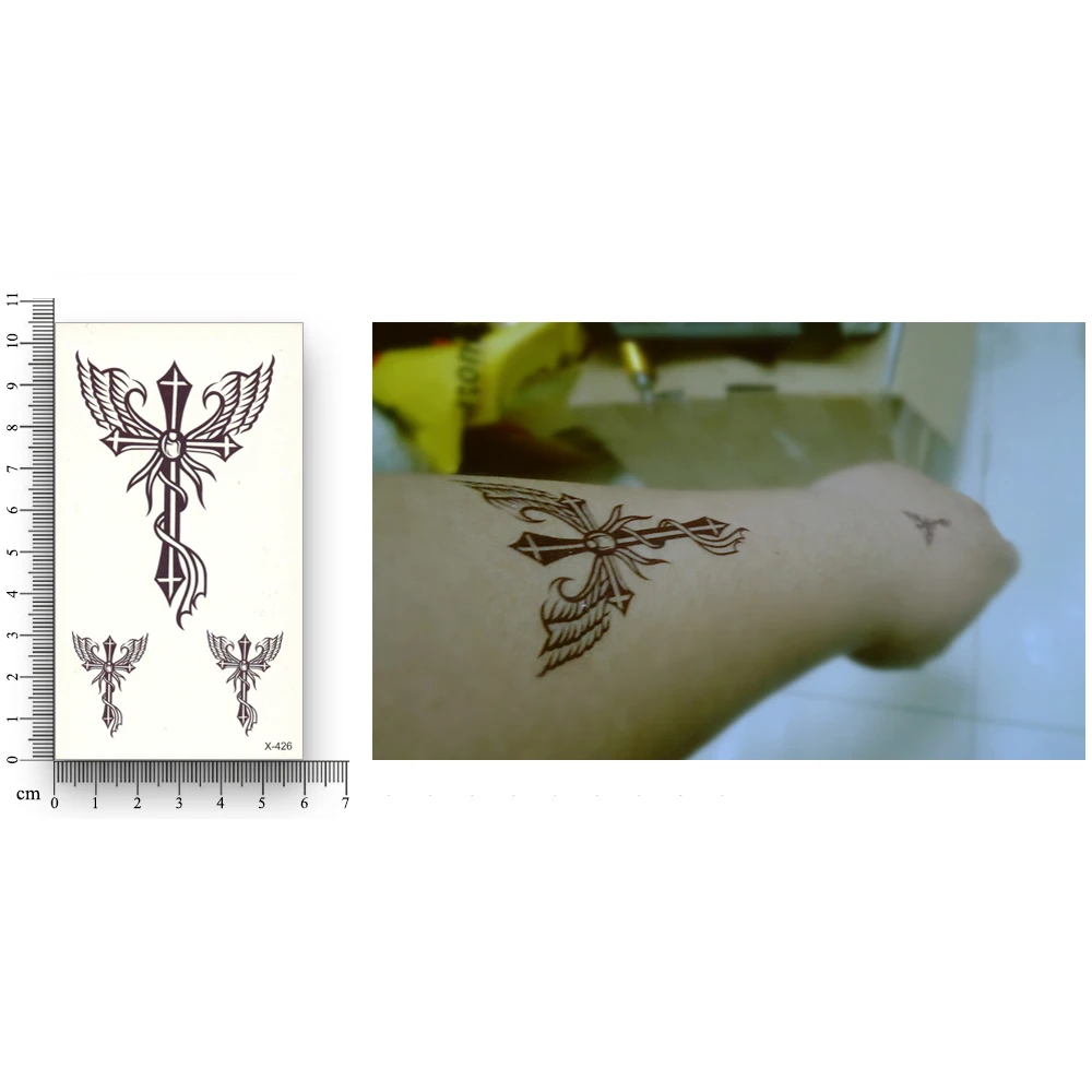 Водостойкая Временная наклейка черная переводная вспышка искусственная