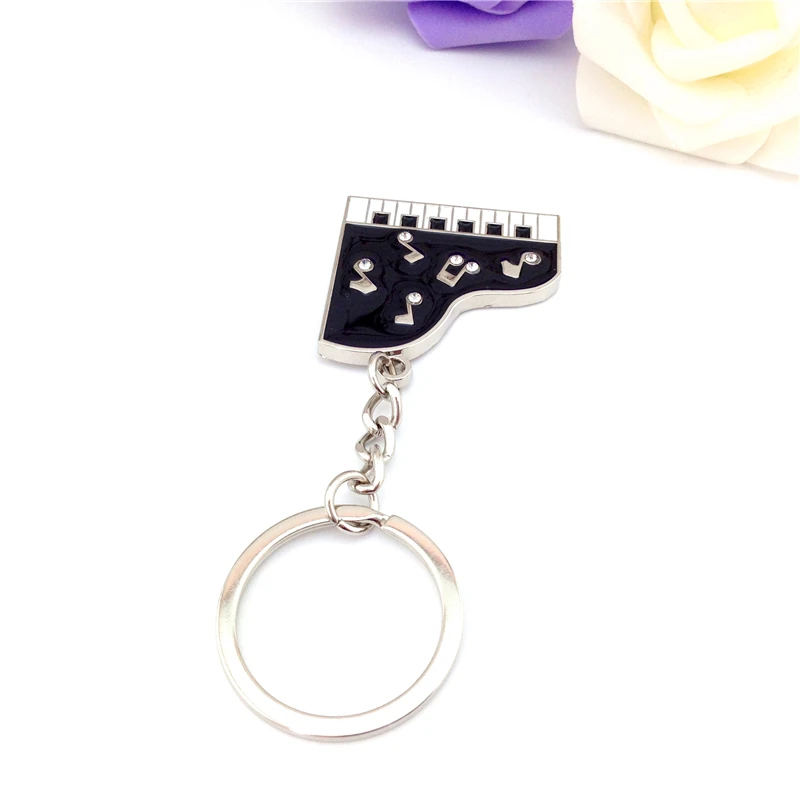 2017 New Arrival Fashion Gift Silver Black and White Enamel Glaze Beethoven Musical Notes Piano Key Chain | Украшения и