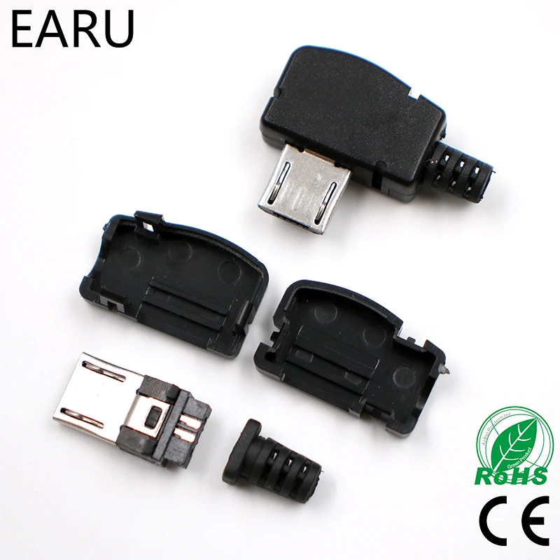 10 компл./лот Micro 5P USB штекер Тип припоя Хвостовая зарядка вилка 90 градусов