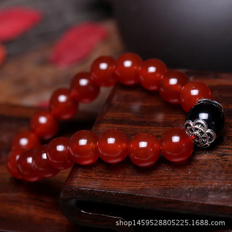 Мужской и женский браслет из красного черного натурального камня класса ААА