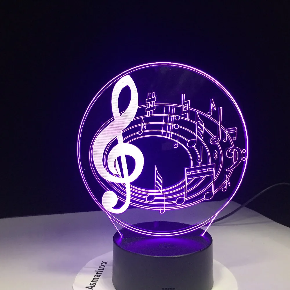 New 2018 Romantic Musical Note 7 Color Change Table Lamp 3D LED Night Light Bedroon Decor Novelty Lustre Holiday Gift for Kids | Освещение