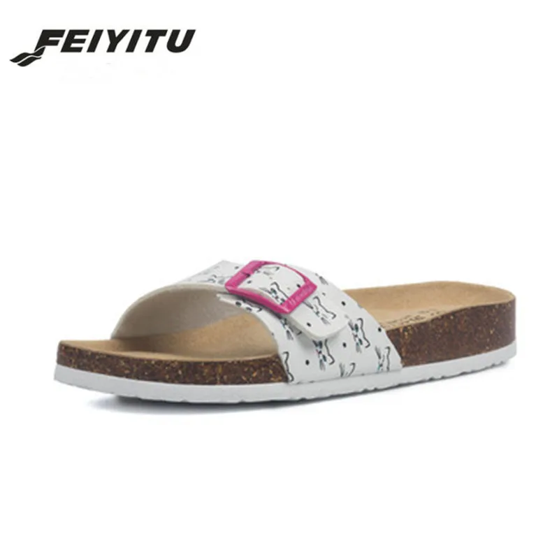 FeiYiTu/Новинка года; модные летние сандалии из пробки; женские повседневные пляжные разноцветные Вьетнамки; шлепанцы на плоской подошве; большие размеры 35-45