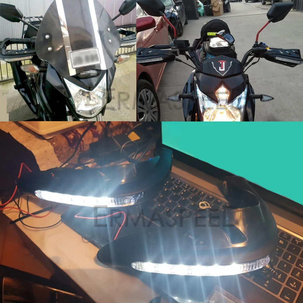 

Windproof Motorcycle 22mm 7/8'' LED Light HandGuard Protector for KTM HONDA KAWASAKI gsr 600 z1000sx z900rs gsr 600 yz 250
