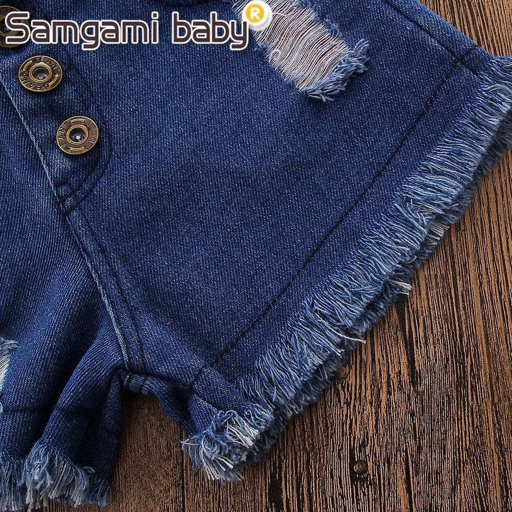 SAMGAMI/Детская футболка с короткими рукавами + джинсовые шорты комплект одежды из 2