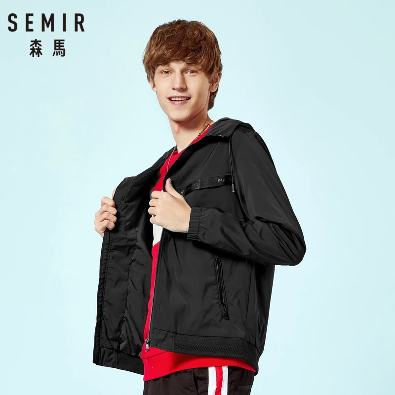 SEMIR мужская куртка с капюшоном на молнии шнурке ветровка карманом из