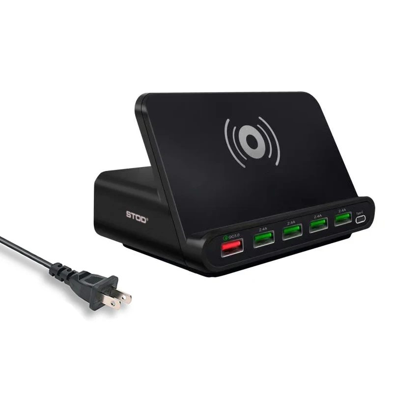 STOD Qi Беспроводное зарядное устройство usb зарядка 60 Вт Быстрая зарядка 3,0 держатель для iPhone X samsung huawei Nexus Mi USB-C адаптер переменного тока - Тип штекера: США