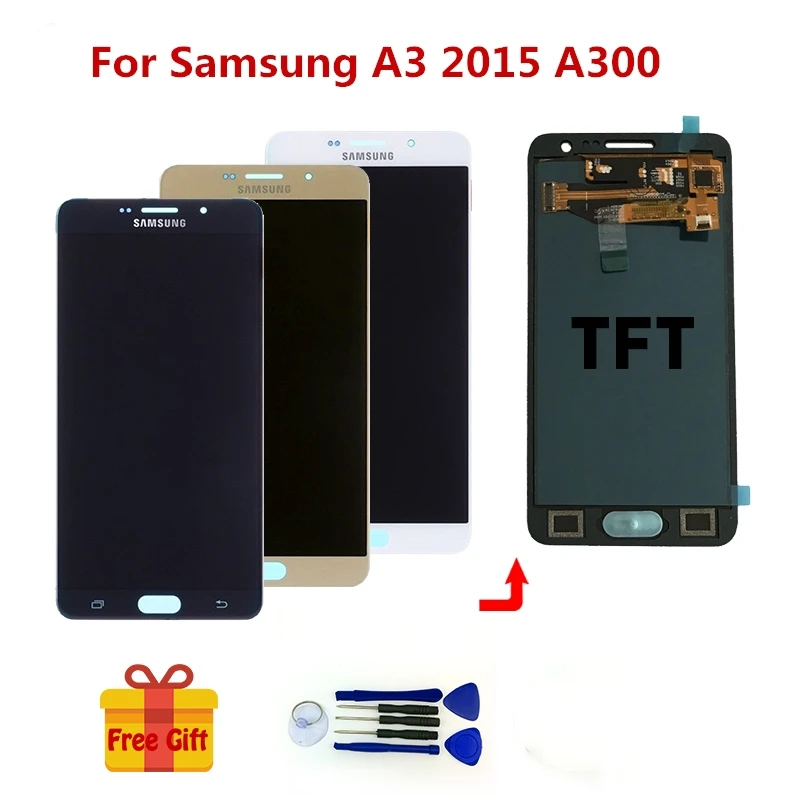 TFT ЖК дисплей и тачскрин в сборе для Samsung Galaxy A3 2015 A300 A3000 A300F A300M с регулируемой