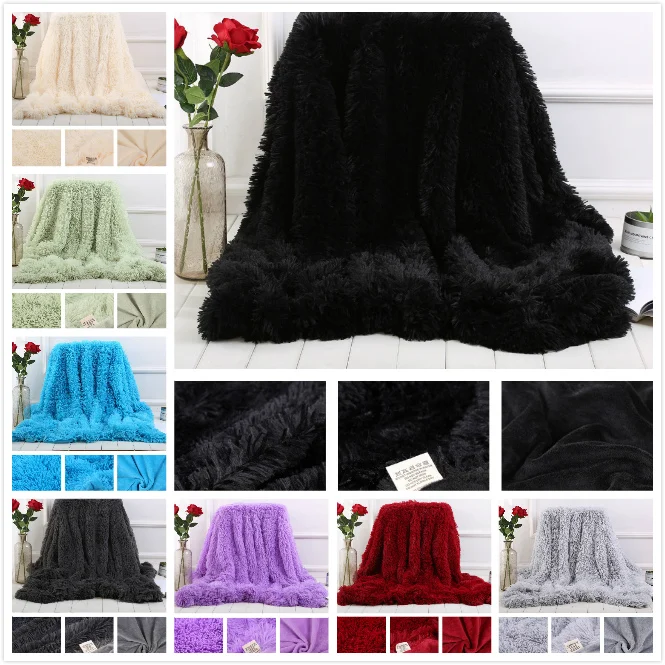 

Black Gray Pink Purple Super Soft Long Shaggy Fuzzy Fur Faux Fur Warm Elegant Cozy With Fluffy Sherpa Throw Blanket Men Woman