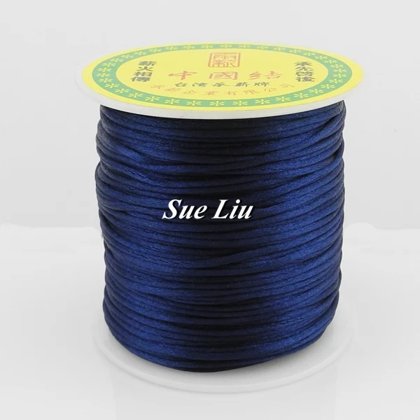 Navy Blue CX335 1 мм 48-Цвет Rattail атласный шнур китайский узел Бисер шнур для маленьких Силиконовый грызунок Цепочки и ожерелья: нейлон 80yd катушки NCN7S - Цвет: Navy Blue CX335