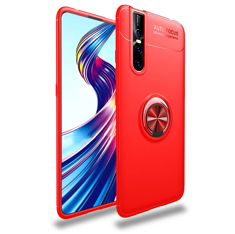 Armor Case For Vivo V15 Pro X27 Car Holder Magnetic Finger Ring Shell Soft TPU Silicone Rubber IQ00 Shockproof Cover | Мобильные