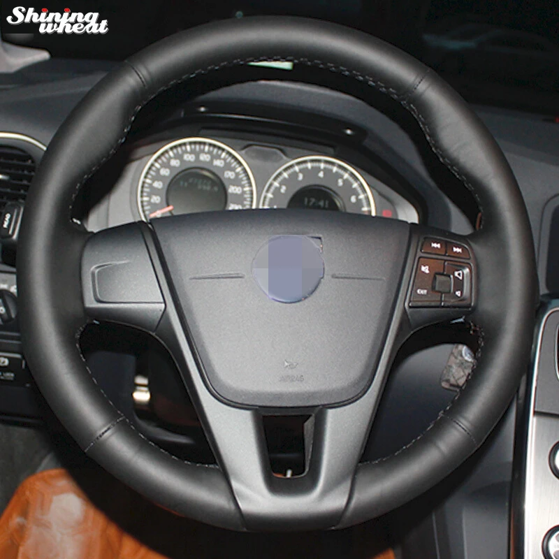 Черный кожаный чехол рулевого колеса автомобиля BANNIS для Volvo S60 V40 V60 V70 2014 XC60 |