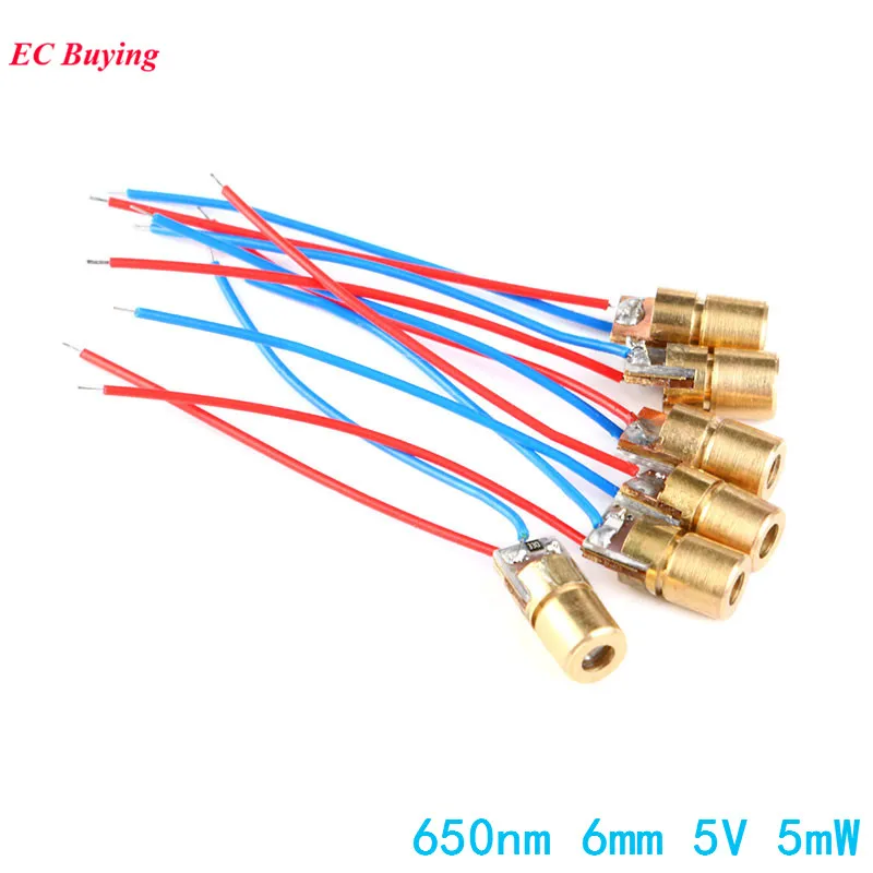 10pcs/lot 650nm 6mm 5V 5mW Laser Dot Diode Module Head With Red Dot|head moving|module connectorhead dvd |