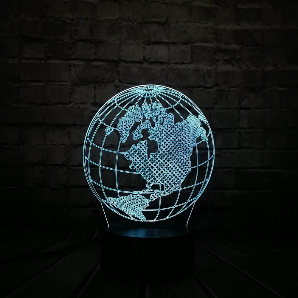 Новинка Tellurion глобус Карта Мира Америка 3D светодиодная лампа 7 видов цветов Лампа
