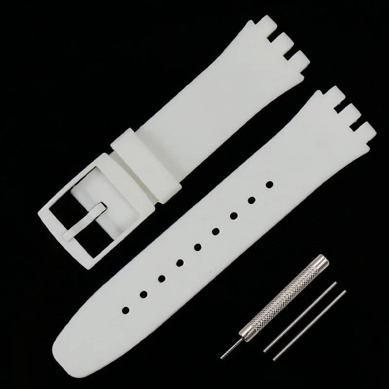 Пряжка 20 мм силиконовый ремешок для мужчин для Swatch SUSB401SUSW402SUSN400SUSL400 резиновый ремешок водонепроницаемый браслет для часов - Цвет ремешка: white