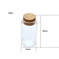 50pcs small clear vials glass bottles miniature glass bottle with cork top cute jewelry making 100ml