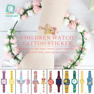 Rocooart, Мультяшные тату, поддельные часы, временные татуировки для детей, водонепроницаемые тату-Стикеры, боди-арт, тату, подарок для детей, ручная Татуировка