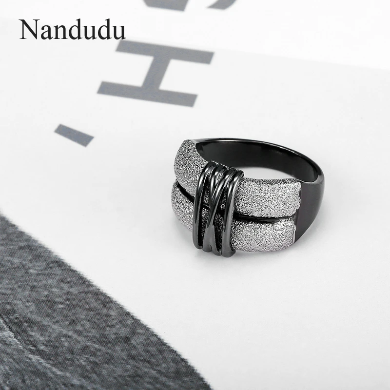 Nandudu золото и черный и серебряный цвет женские кольца модные ювелирные изделия подарок Новое поступление дизайн кольцо R1999 R1926