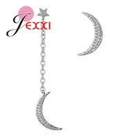 925 sterling silver jewelry enduring beautiful moon stars tassel earring stud new arrival top sale for girls lady woman birthday