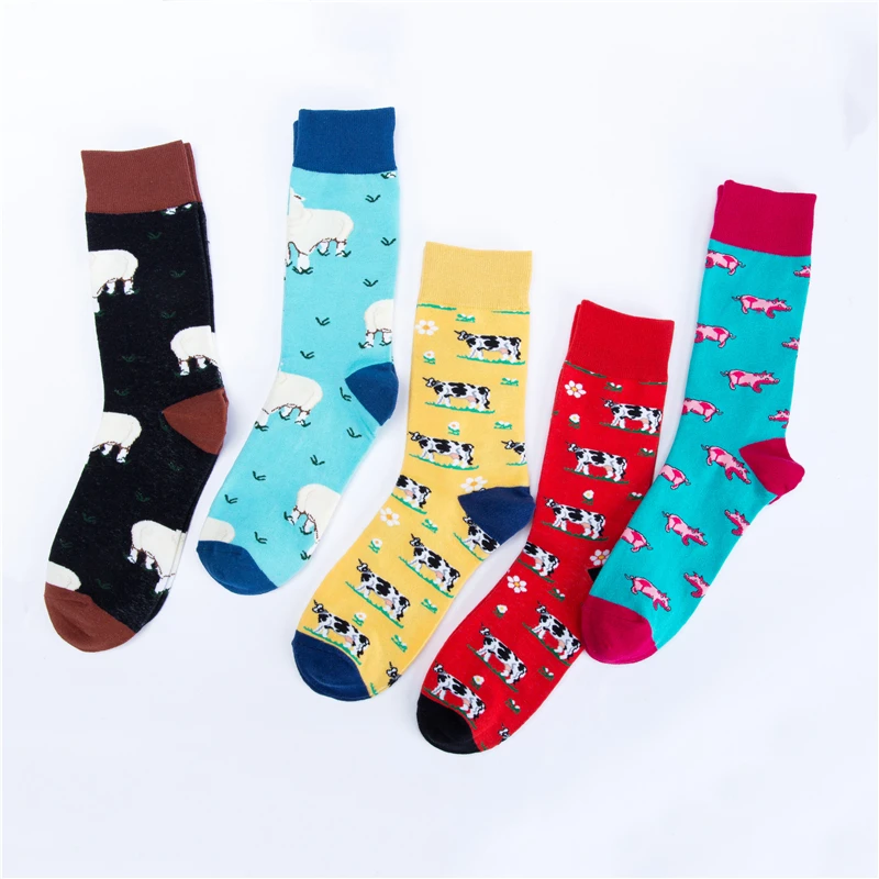Okoufen Happy Farm повседневные хлопковые мужские носки Harajuku уличные хип хоп Смешные