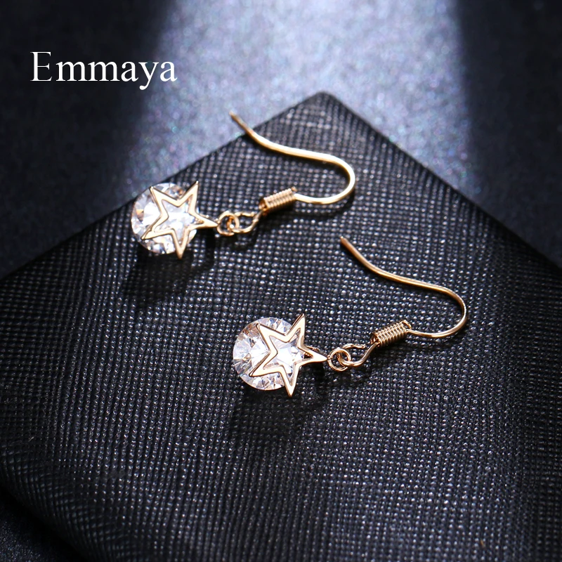 EMMAYA Искрящиеся золотые серьги в форме звезды AAA с белым камнем кубический циркон