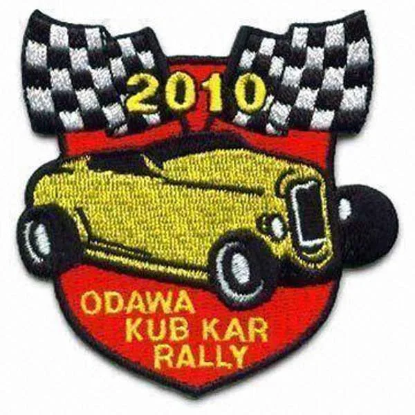 

Car and flag Embroidery Patch Made by Twill and Flat Broder with PVC Backing free shipping by Post