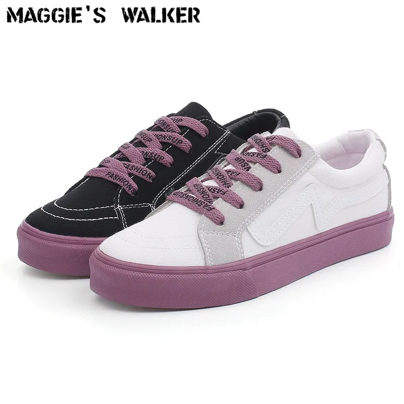 

Maggie's Walker Women Fashion Casual Shoes Lacing Canvas Casual Purple Embroider Platform Walking Shoes Size 35~40