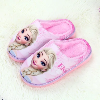 Новинка; обувь Anan Elsa; тапочки для девочек; домашняя зимняя обувь с героями мультфильмов; детские плюшевые тапочки Снежной Королевы; Высококачественная зимняя теплая обувь