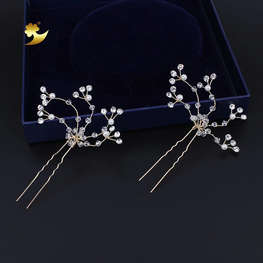 XinYun свадебные заколки для волос Искусственный жемчуг цветок женские хрустальные
