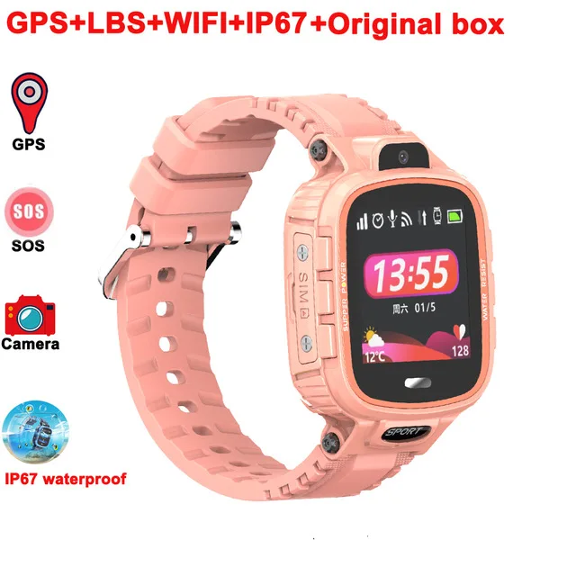 Розовый Vwar K90 детские gps wifi Смарт часы IP67 водонепроницаемый камера телефон часы детские спортивные умные часы против потери VS Q90 Q50 - Цвет: Розовый