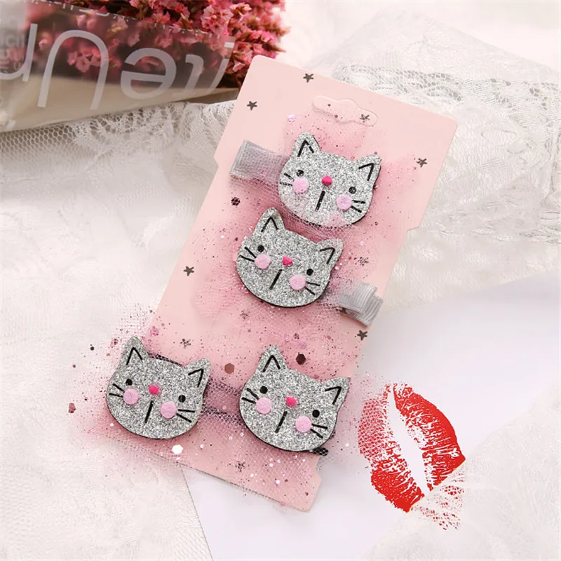 6 компл./лот милые заколки для волос девочек блестящие кроличьи шпильки с