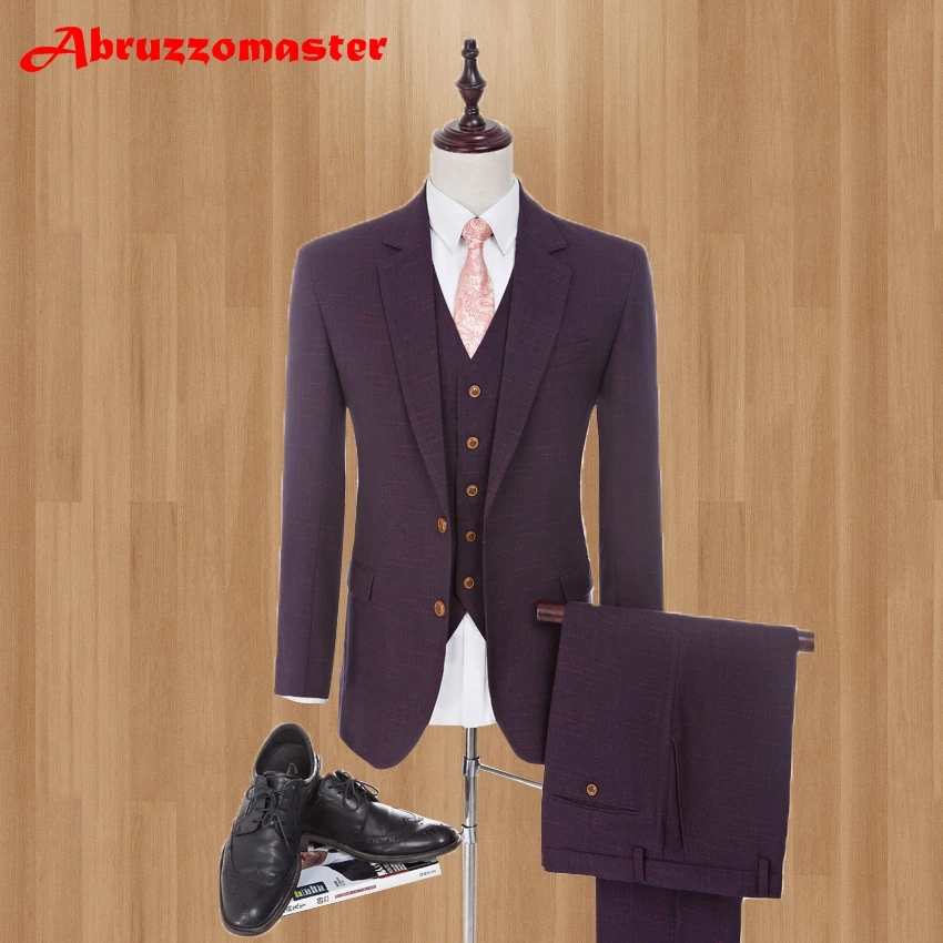 Мужской винный Свадебный костюм темно синий смокинг с отложным воротником и