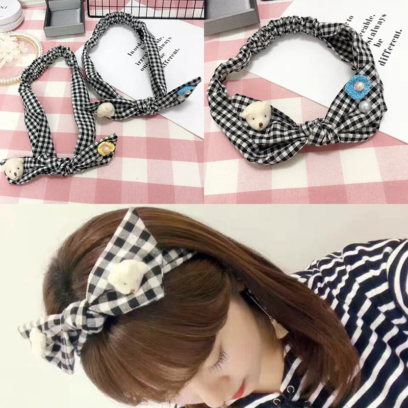 Корейские хлопковые аксессуары для волос девочек обручи с кроликом женских