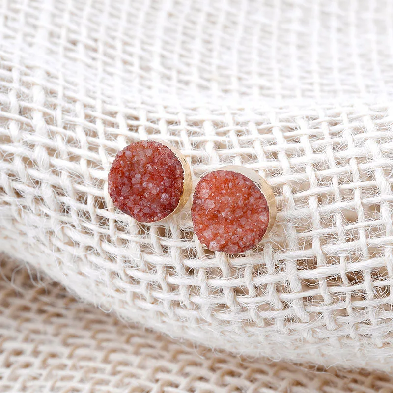 BOJIU, новинка, женские серьги-гвоздики с Druzy камнем, женские серьги-гвоздики зеленого, фиолетового, оранжевого, белого, синего цвета, серьги для ногтей, подарок для девушек, ювелирные изделия EA056