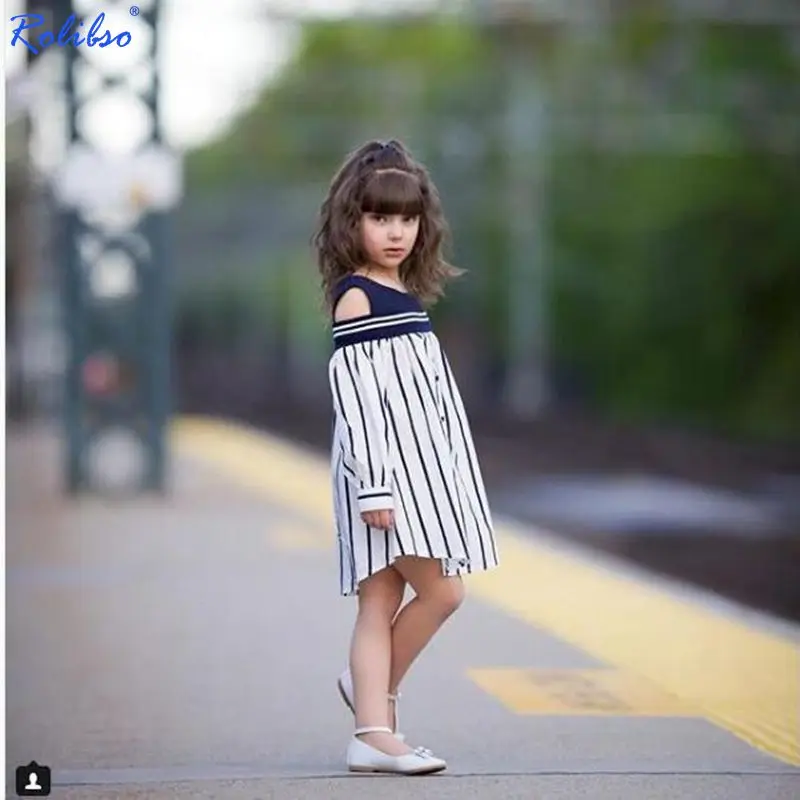 2018 Fashion Children Girls Cotton Nice Dresses Clothing Princess Dress Striped Casual Kids | Детская одежда и обувь