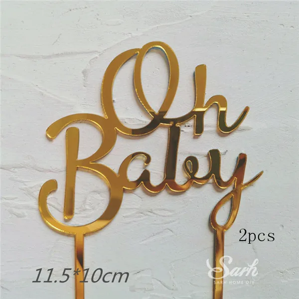 Цвет: розовый, золотистый; акриловая «One» "с надписью Oh Baby" Топпер для торта «С Днем Рождения» Свадебные вечерние украшения десерт для выпечки, очаровательные Подарки для женщин - Цвет: 2pcs