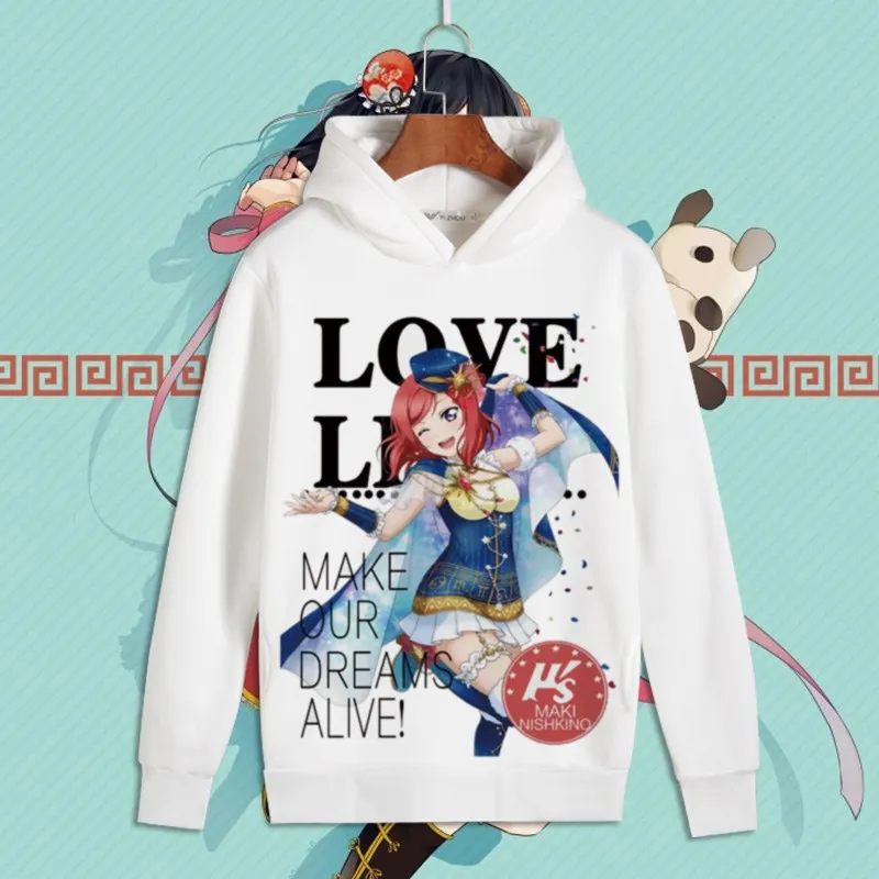 Love Live/Косплей Пуловер с принтом минами Котори Эли Толстовки капюшоном для мужчин