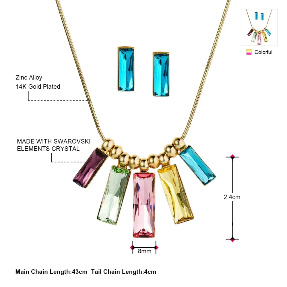 Neoglory MADE WITH SWAROVSKI ELEMENTS Кристалл светло желтого золота Цвет комплект ювелирных