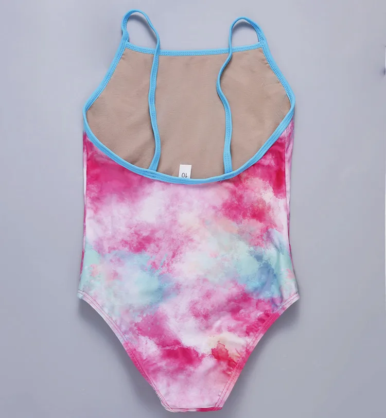 Детский слитный купальник для девочек купальники с милым радужным цветочным