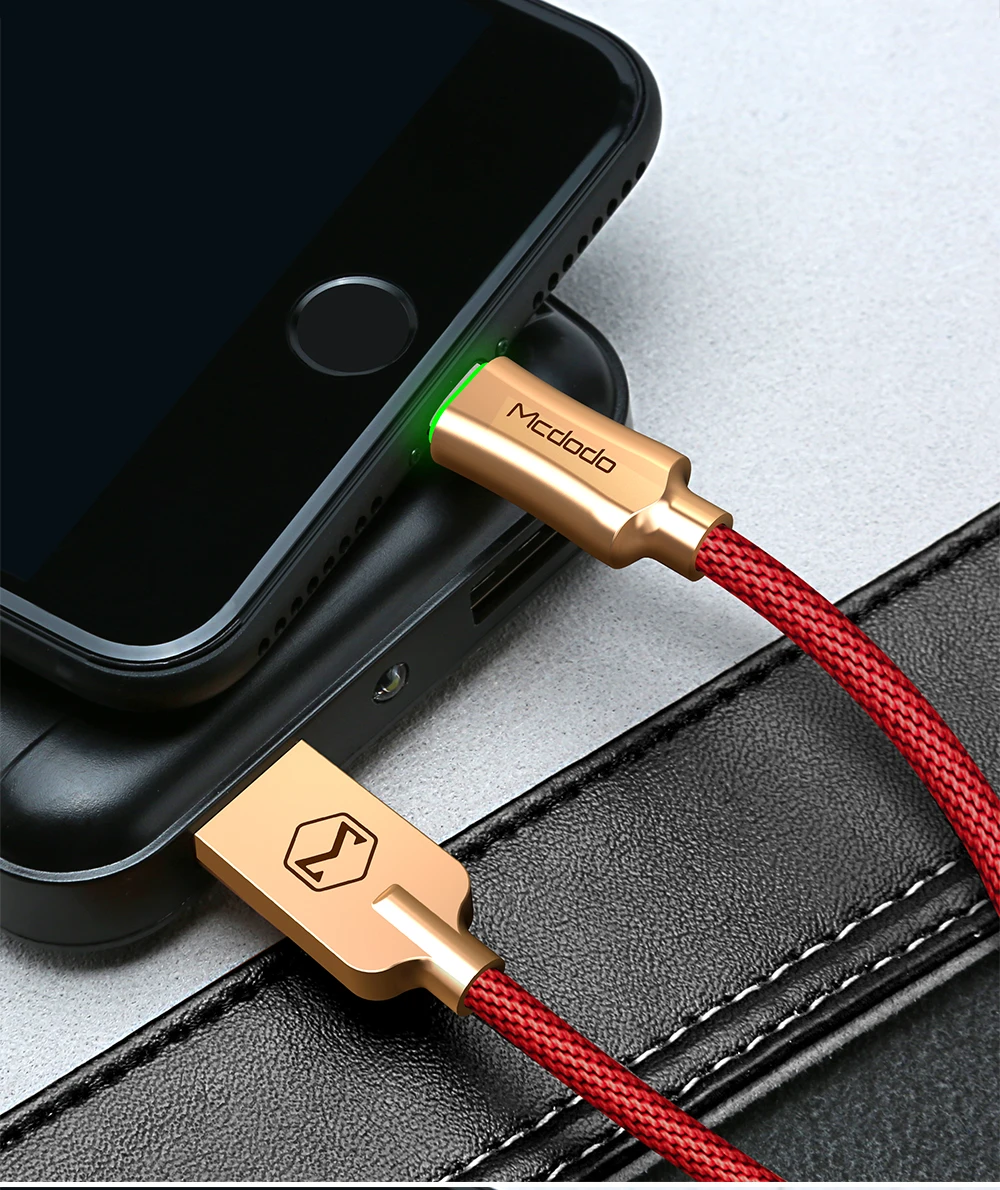 MCDODO USB кабель для iPhone 7 Plus быстрой зарядки кабель Lightning/USB кабель для iPhone со светодиодом для Iphone 8 5S 6 S Дата-кабели