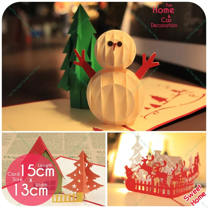 19 стиль Творческий Рождественский 3D полые ed out лазерная резка бумаги открытки