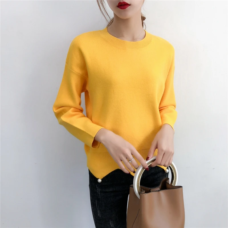 New Womens Sweaters Fall 2018 Winter Basic Base Short Ribbed Long Sleeve Top Jumpers Femme Pullover Sweater Knitwear Tops | Женская