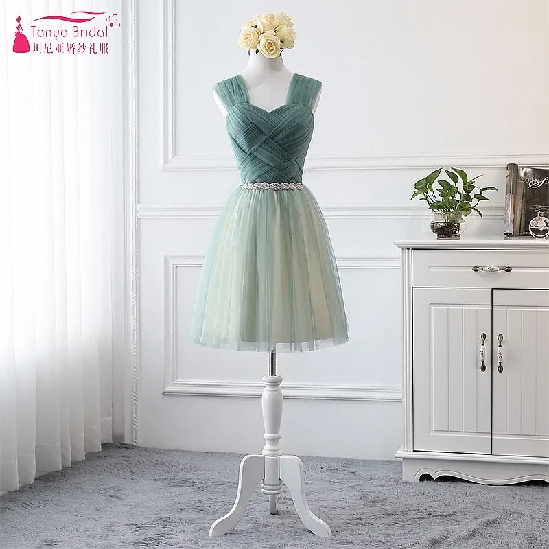

Dress For Wedding Party 2018 Bridesmaid Dresses Vestido de festa sage Green Tulle Formal Prom Gown Bridesmaids Dress DQG444