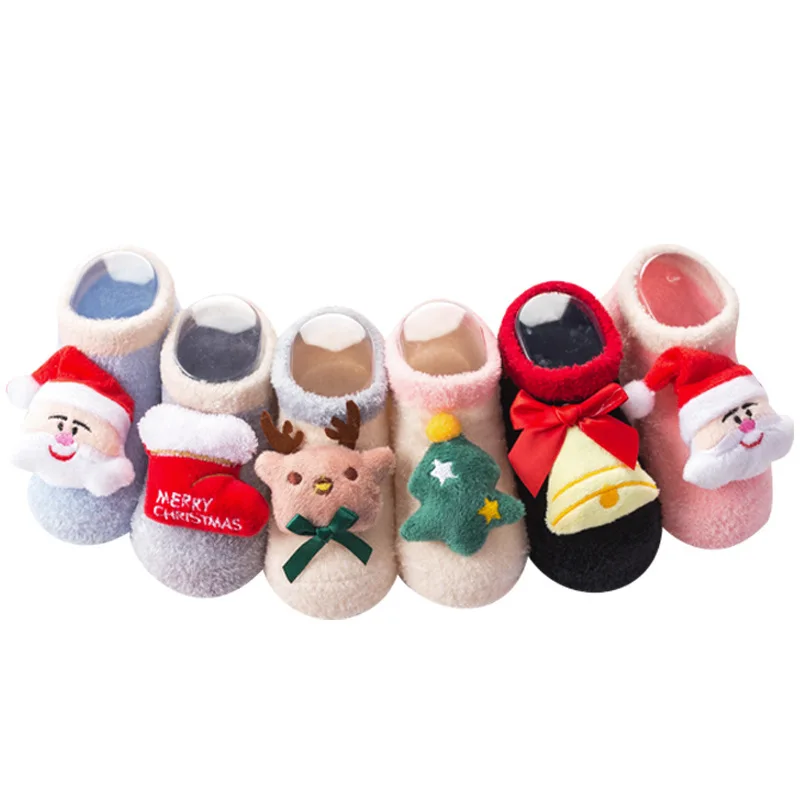 Комплект 6695Y детские рождественские носки из пряжи с пером носки-тапочки