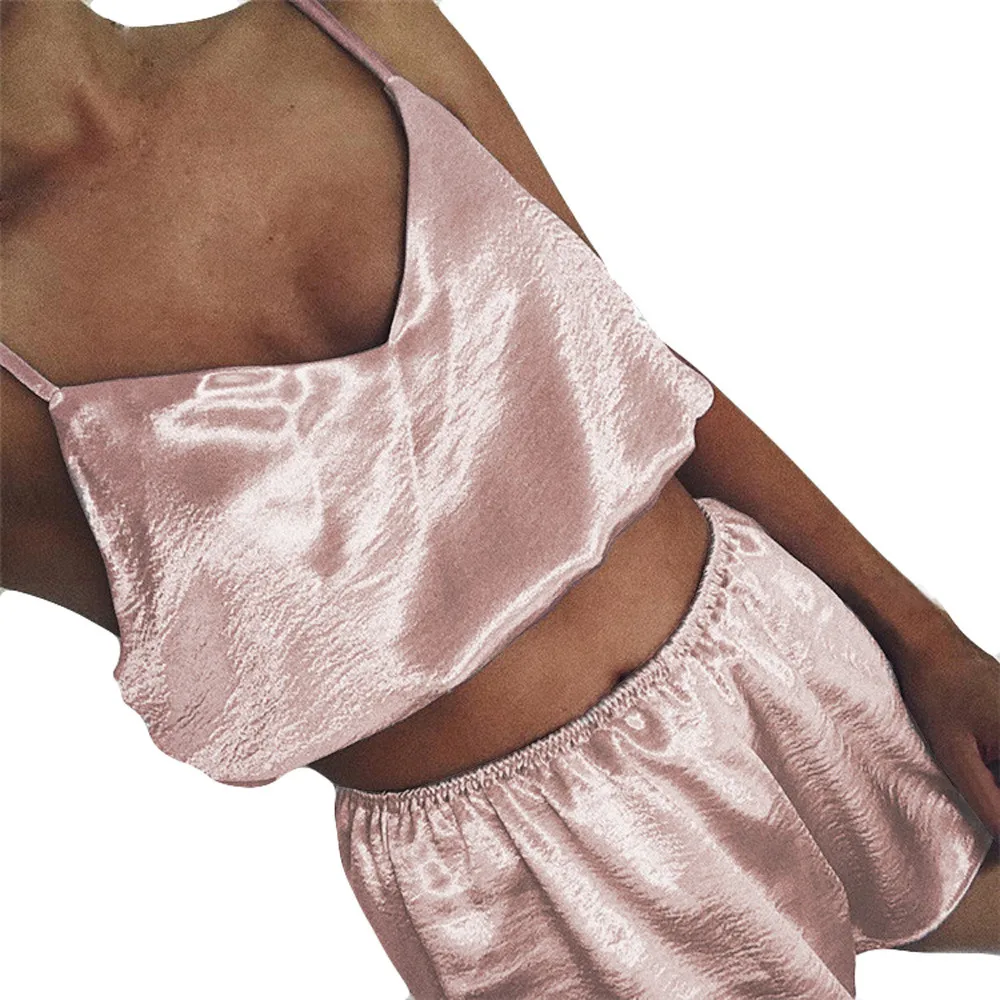 Для женщин костюм Set2Pcs пикантные однотонные s бретели Растениеводство Топ + мини