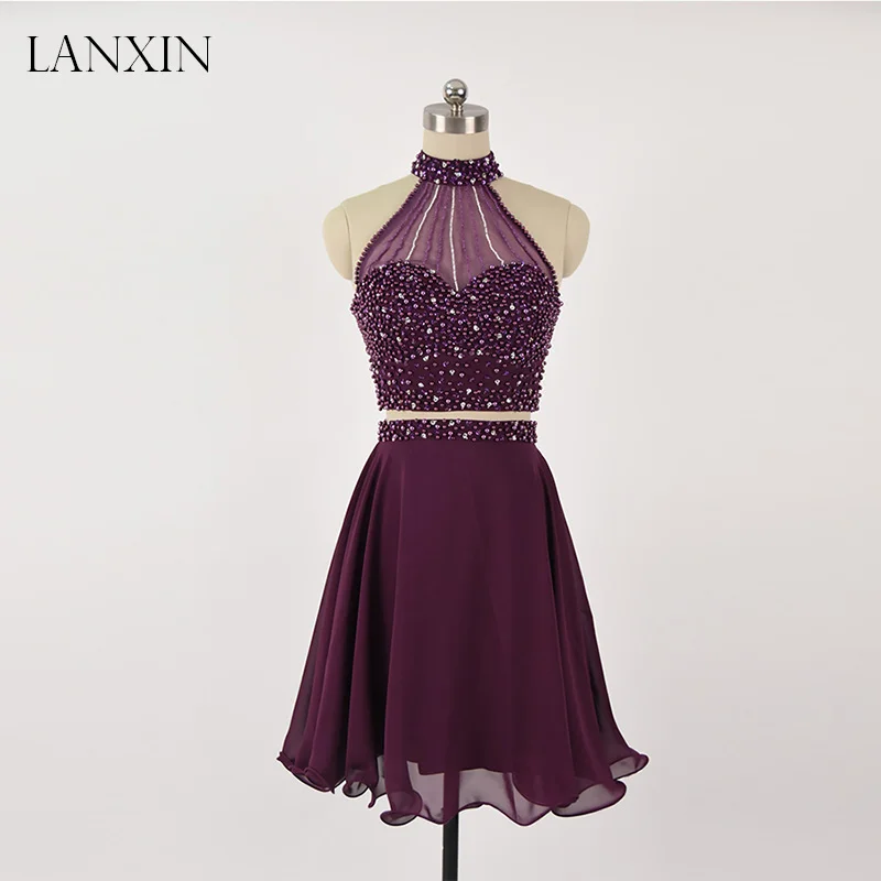 Короткие фиолетовые платья из двух предметов для девочек подростков на