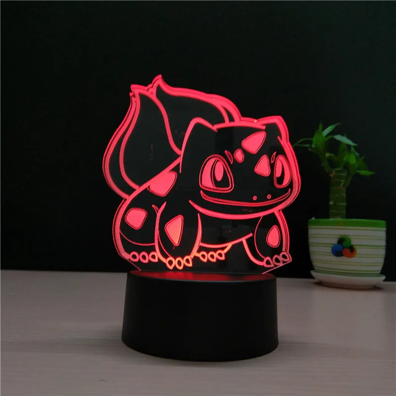 7 цветов лампа Покемон 3D визуальные Светодиодные ночные светильники для детей