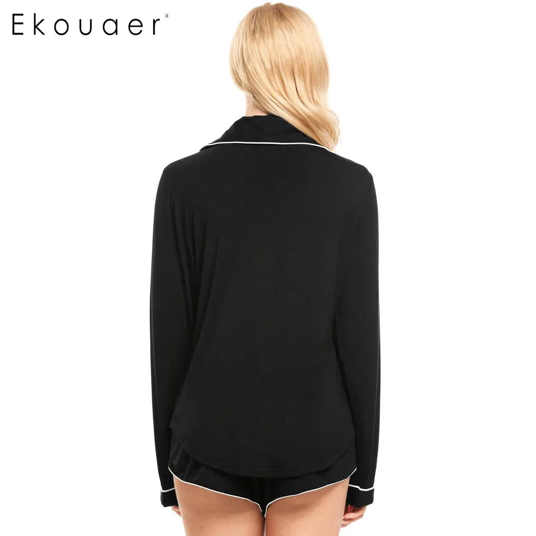 Ekouaer/Модная однотонная одежда для сна сезон весна-осень контрастные цвета с