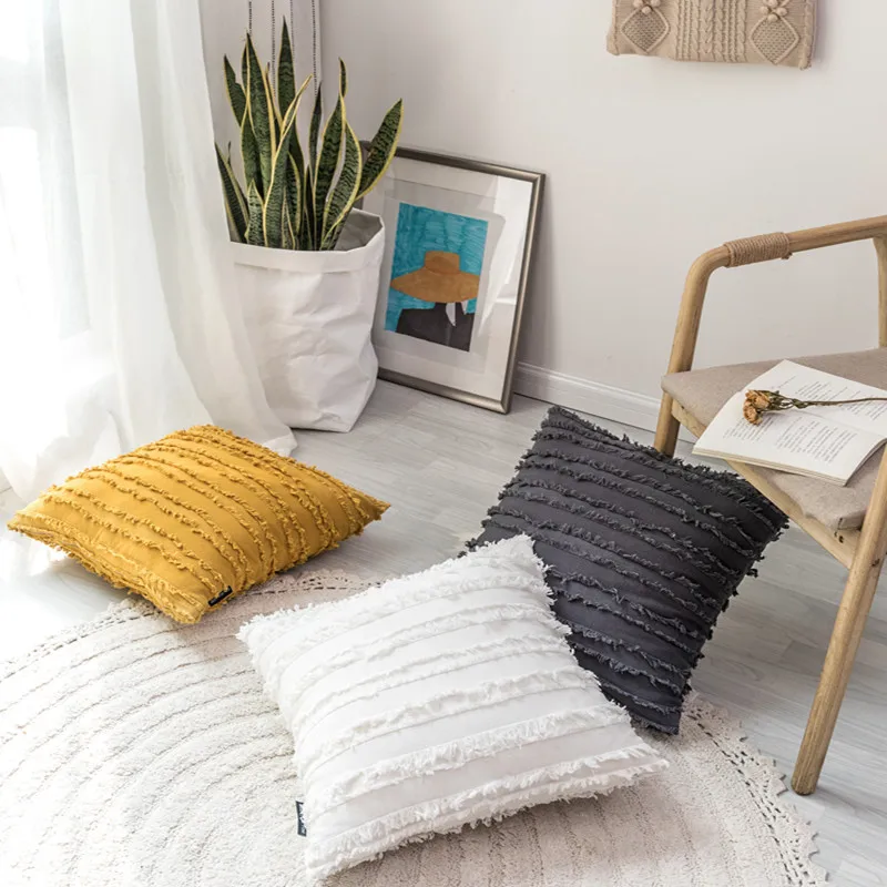 45 см белый/имбирный/бежевый/серый хлопковый линейный жаккардовый чехол для